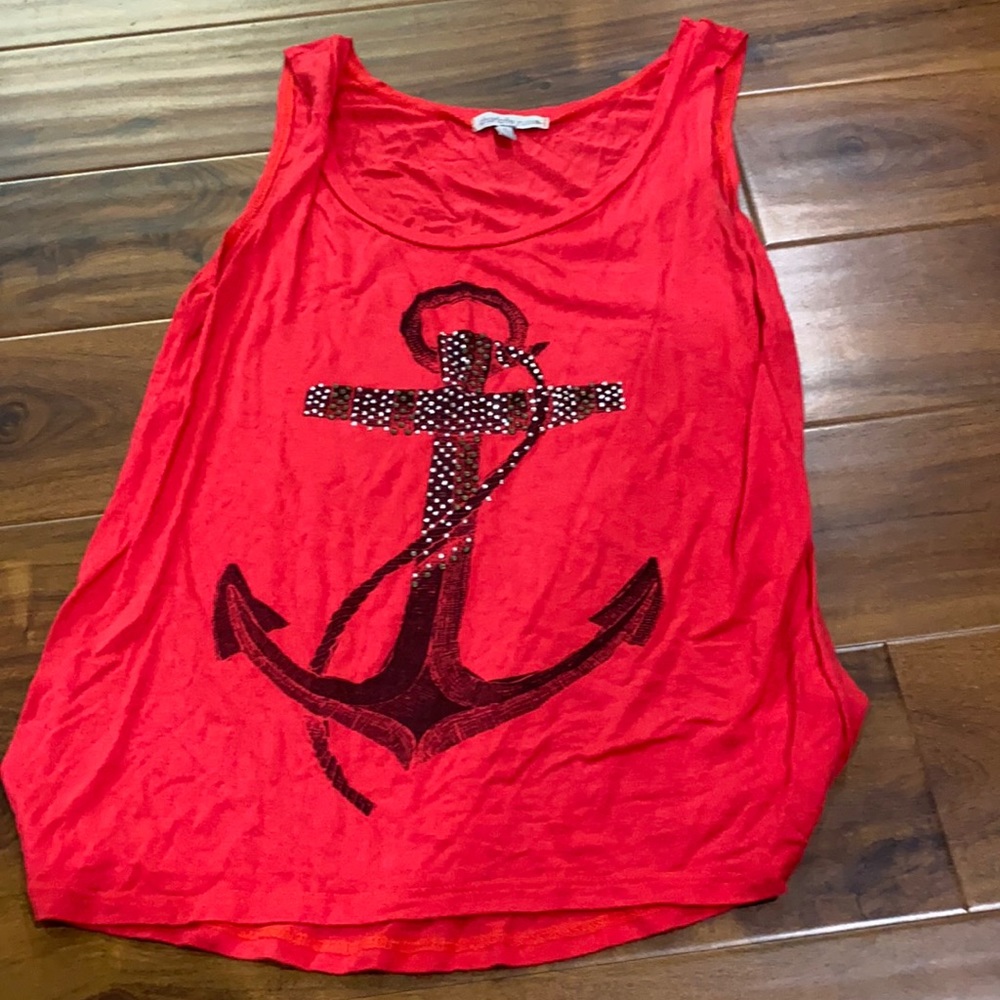 Women’s small red anchor tank top